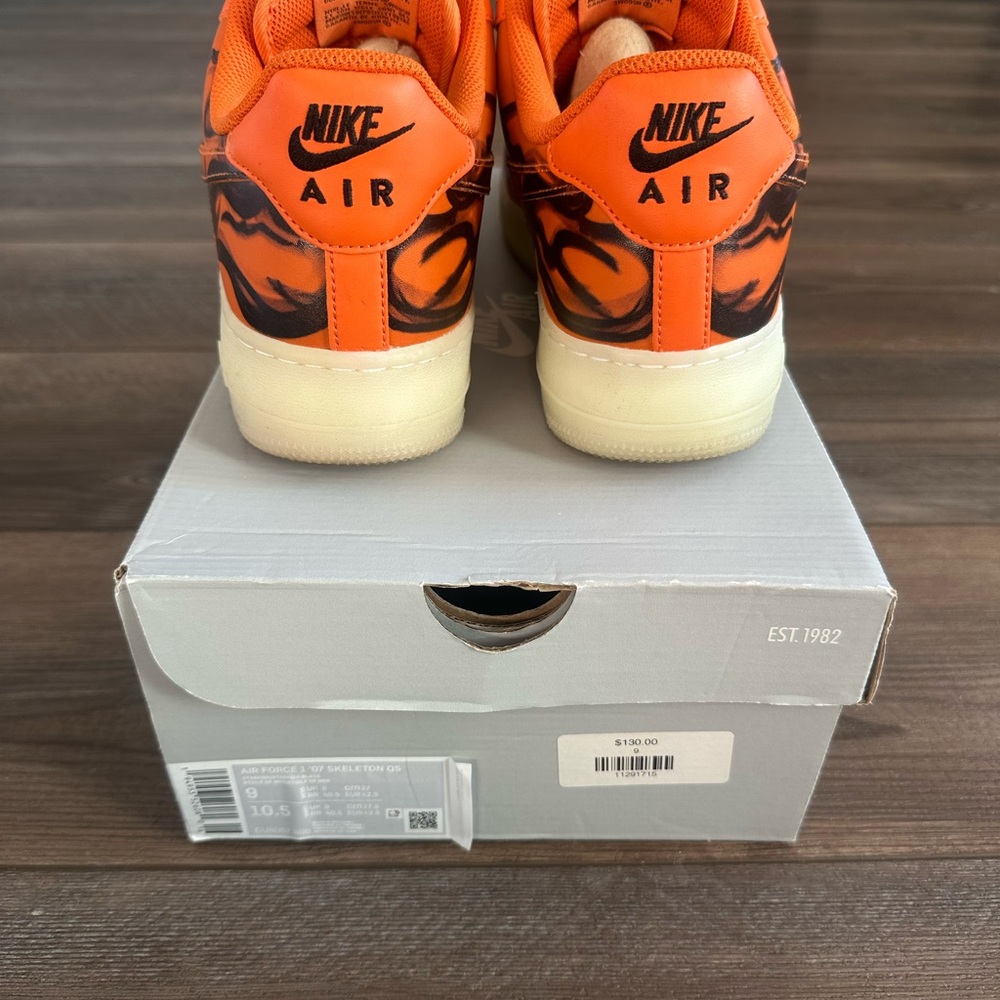 RARE Nike Af1 Skeletal Force One QS Orange Sz 9 Mens Halloween Limited Edition - Picture 5 of 10